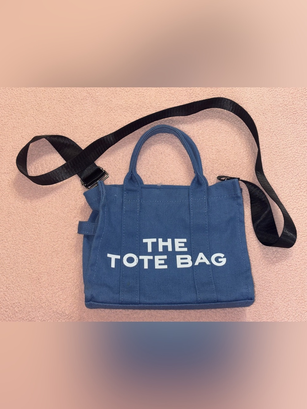 totes Blue Canvas Crossbody Tote with Black Strap